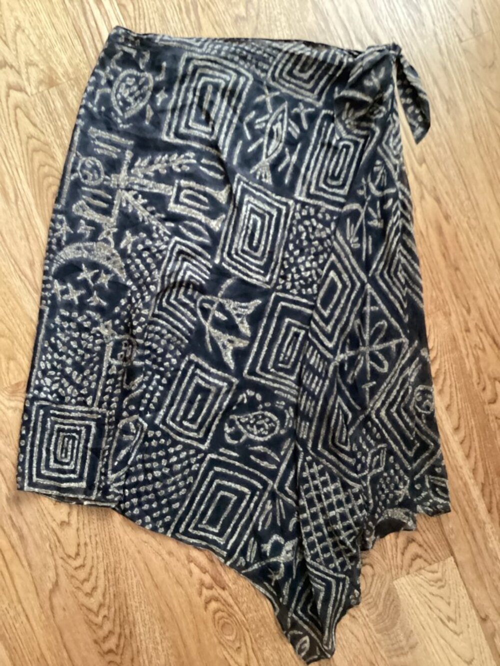 NEW LAUREN RALPH LAUREN SILK CHIFFON ASYMMETRICAL MIDI SKIRT 1X CELESTIAL BOHO